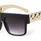 Fashion Gold Metal Hip Hop Sunglasses - Square Oversized Sun Glasses (2U44)