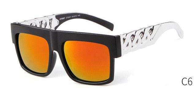 Fashion Gold Metal Hip Hop Sunglasses - Square Oversized Sun Glasses (2U44)
