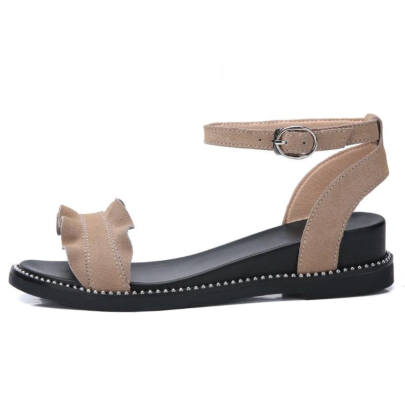 Great Summer Women Sandals - Suede Leather Flat Sandals (SS2)