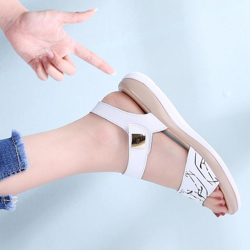 Gorgeous Women Summer Genuine Leather Flat Sandals - Ankle Strap (SS2)