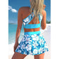 Swim dress - Loose Swimsuit Vintage Print Two Piece Set -Swimwear Female Bathing Suit Summer Beach Bikini Set (TB8D)(1U26)(F26) - Deals DejaVu