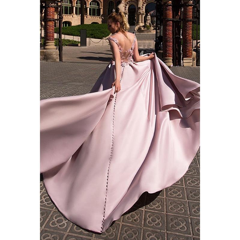 Gorgeous Ball Gown Prom Dress - Flower Pink Elegant Evening Dress - Long Party Gown (WSO5)(F18)