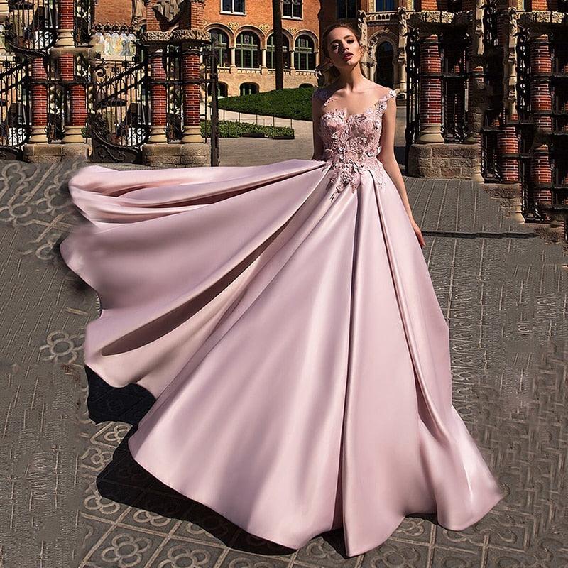 Gorgeous Ball Gown Prom Dress - Flower Pink Elegant Evening Dress - Long Party Gown (WSO5)(F18)