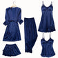 Nice Women Pajamas 4pc & 5 Piece Satin Sleepwear Set - Embroidery Sleep Lounge Pajama Set With Chest Pads (ZP1)
