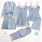 Amazing Women Sleepwear - With Chest Pads Sexy Women Pajamas Set- Lace Silk Sleep Lounge 5 Pieces Sets (ZP1)(F90)