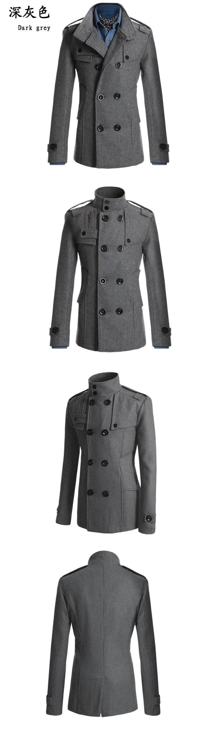 New Stylish Winter Men Solid Blend Coats - Fashion Brand Overcoat Men Long Wool Coat Double Breasted Thick Blend Male Clothing (D100)(TM4)(CC1) - Deals DejaVu