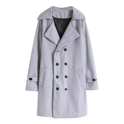 Great Men Double Breasted Trench Coats - Wool Blends Casual Overcoats Business Long Jackets Male Leisure Overcoats Fit Solid Coat 4XL (D100)(TM4)(CC1) - Deals DejaVu