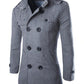 Men Windbreaker Coat - Black Grey Double-breasted Wool Overcoat - Formal Business Autumn Winter  (D100)(TM4)(CC1) - Deals DejaVu