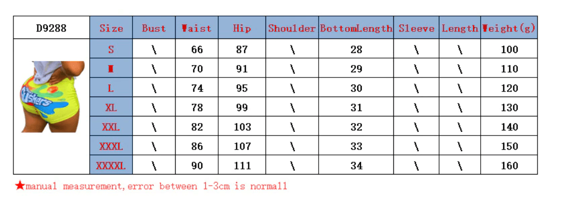 Trending New Women Sexy Letter Printed Tight Shorts - Casual High Waist Short Pants - Bottoms Plus Size (1U32)(1U31)