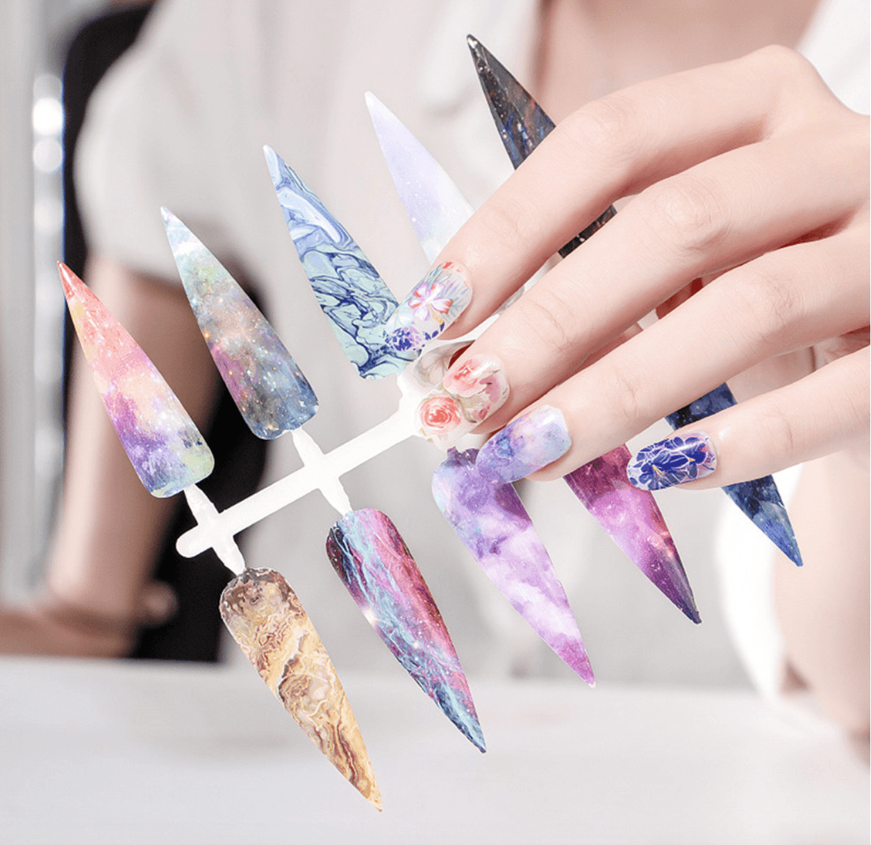 Nail Foil Stickers Transfer Paper Retro Colorful Flower Adhesive Decals Wrap Slider Tape Nail Art Decoration 4x100CM (N7)(F85) - Deals DejaVu