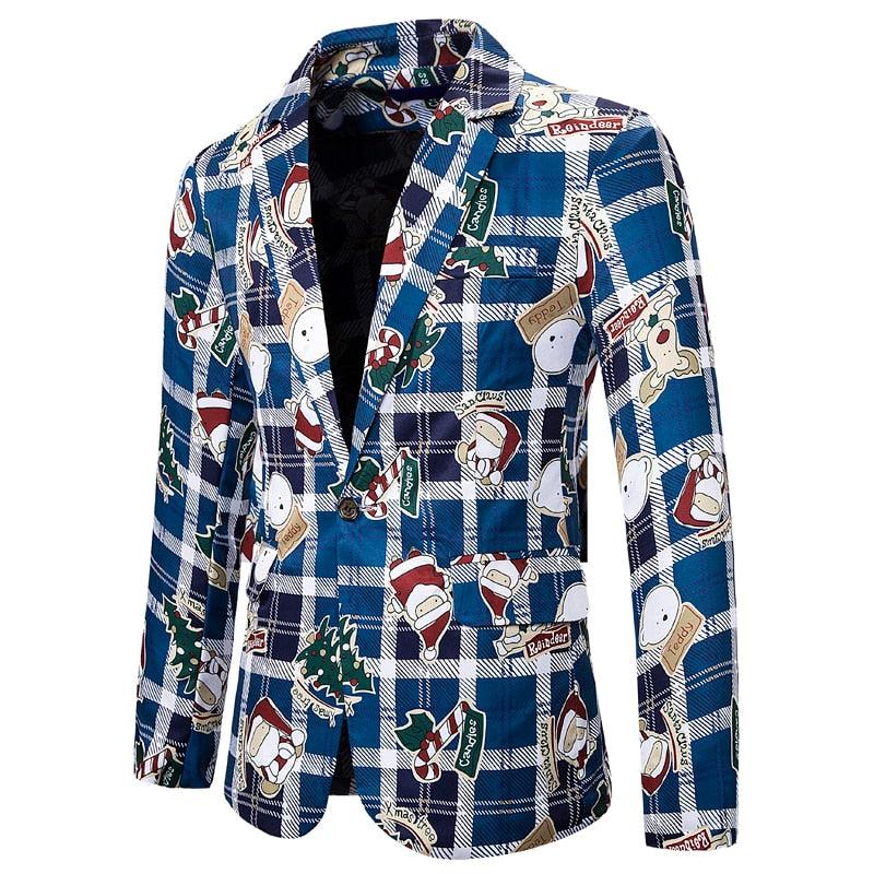 Buckle Male Blazer - Santa Claus Printed Blazers for Men (T2M)(CC5) - Deals DejaVu