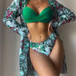 Great Floral Twist Low Waist Bikini Set - Cover Up Swimsuit For Women Push Up Long Sleeve Three Pieces Swimwear - Beach Bathing Suits (TB8D)(1U26)(F26) - Deals DejaVu