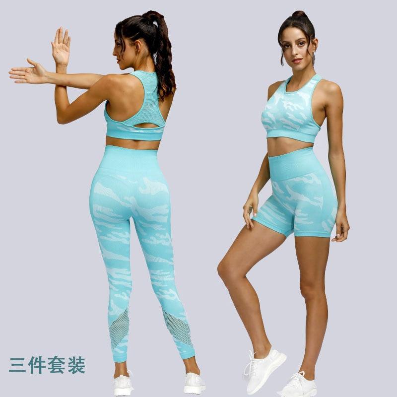 Sexy Sports Gym Yoga Set - Fashion Fitness Tracksuit Bra Top & Leggings Pants - Workout Running Suit (1U24)