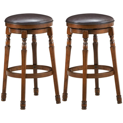 Set of 2 29" Swivel Bar Stool Leather Padded Dining Kitchen Pub Chair Backless (FW3)(1U67)(F67)