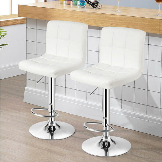 Set of 2 Adjustable Bar Stools PU Leather Swivel Kitchen Counter Pub Chair (D67)(FW2)(1U67)