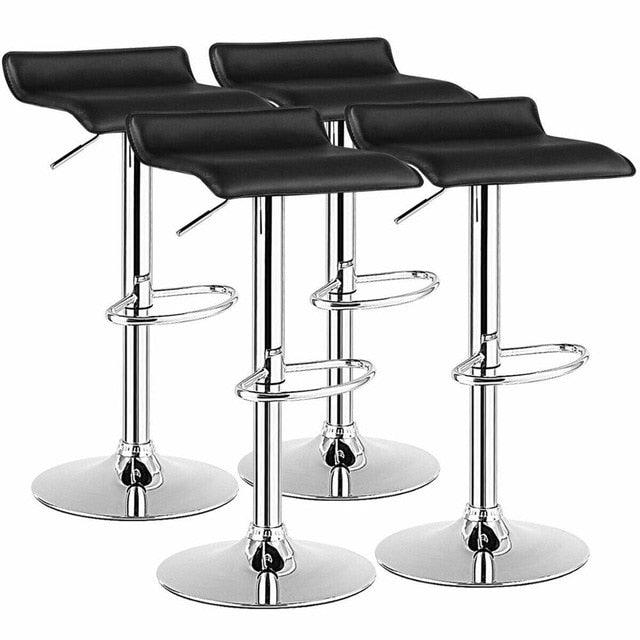 Set of 4 Swivel Bar Stool PU Leather Adjustable Kitchen Counter Chair (FW3)(1U67)