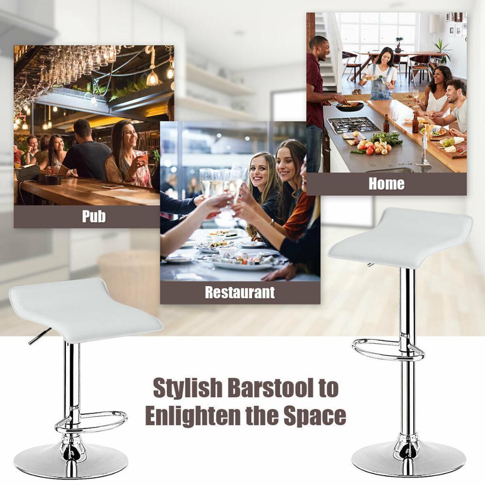 Set of 4 Swivel Bar Stool PU Leather Adjustable Kitchen Counter Chair (FW3)(1U67)