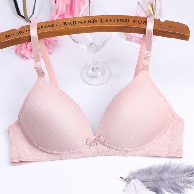 Cute Sexy Cotton Front Bow Bra - Without Steel Ring - Thin Section Adjustment Bra (2U27)
