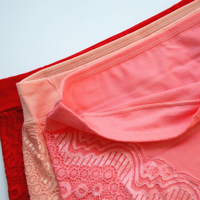 Sexy Lace Big Size High Waist Women Panties - Solid Cotton Comfort Briefs Lady's Underwear (TSP2)