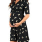 Sexy Maternity Summer A-line Dress - Pregnant Chic Plus Size Pregnancy Clothing - Floral Bow Loose - Half Sleeve (5Z1)(Z9)(Z7)(7Z1)(4Z1)