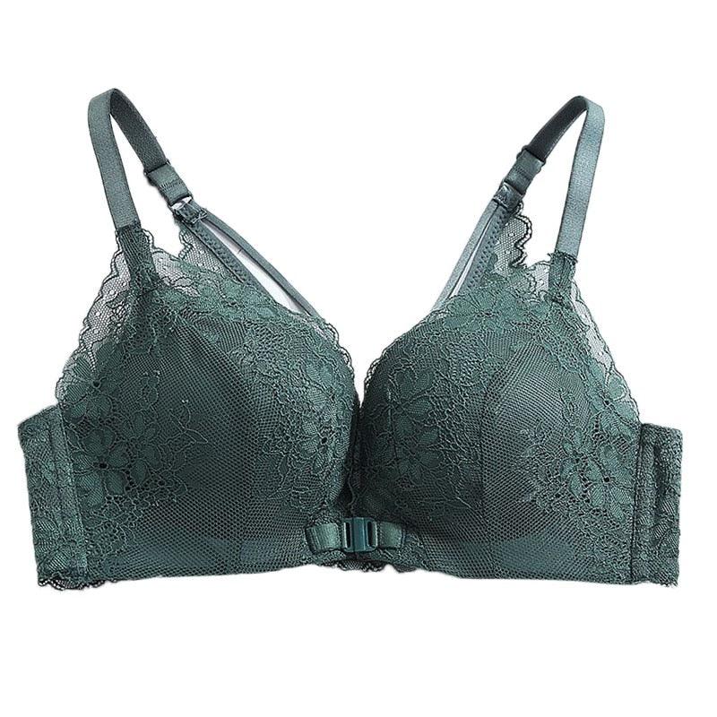 Sexy Lace Bra For Women With Support Ladies Full Cup Thin Underwear Bra  Plus Size Wireless 1 Pack Of Bras (Color : Green, Size : 105/46D) :  : Fashion