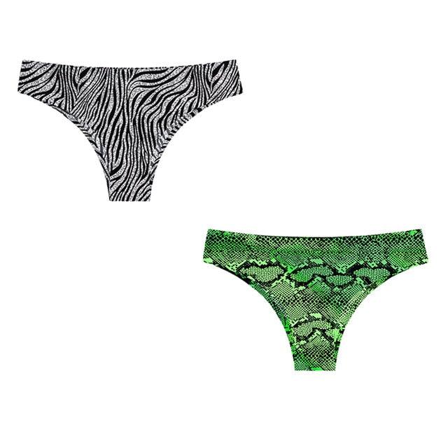 Sexy Seamless Women's Panties - Prints Leopard Female T-back G-string Thong - Female Panties 2 Pcs (D28)(TSP1)(TSP3)