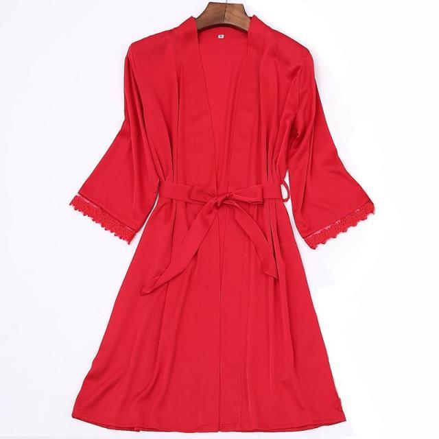 Sexy Summer Womens 2PC Robe Bath Gown Strap Top Kimono Pajamas Sets - Sleepwear Lady Home Wear Nightgown Suit (ZP4)(ZP1)(2U90)