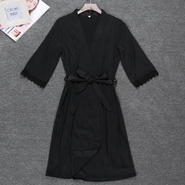 Sexy Summer Womens 2PC Robe Bath Gown Strap Top Kimono Pajamas Sets - Sleepwear Lady Home Wear Nightgown Suit (ZP4)(ZP1)(2U90)