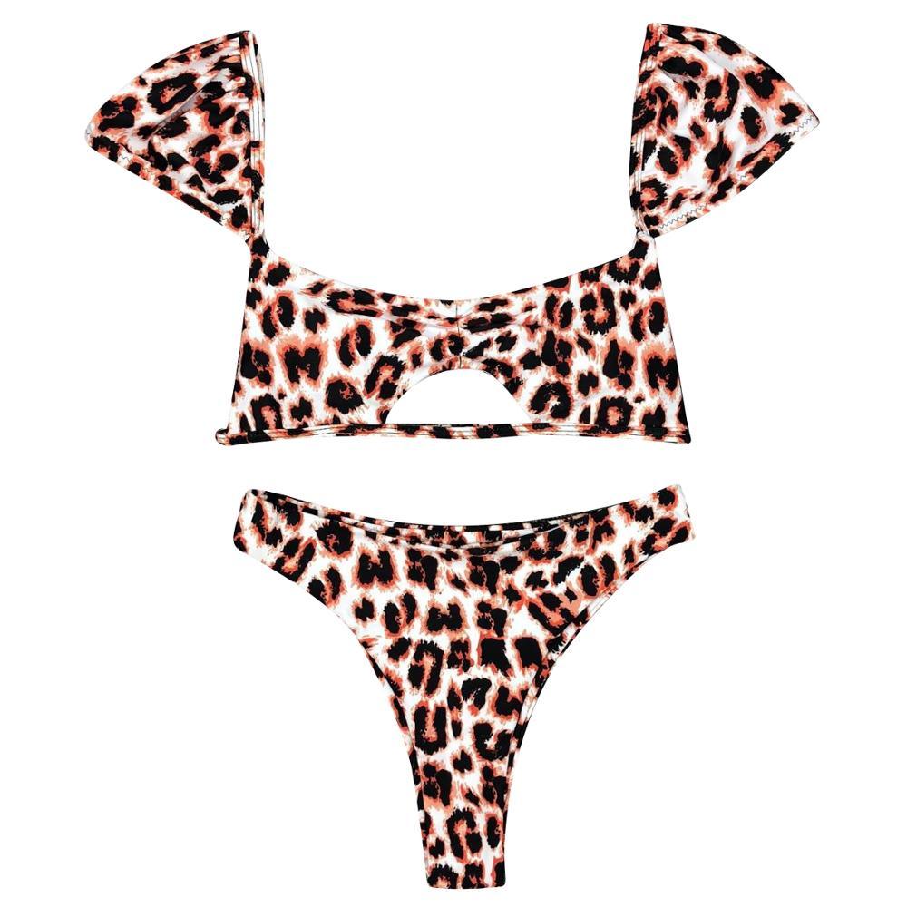 Sexy Swimsuit - Women Leopard Print Hollow Split Bikini Set - High Waist Two Piece Swimwear - Female Brazilian Bikini (1U26)