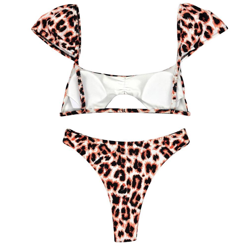 Sexy Swimsuit - Women Leopard Print Hollow Split Bikini Set - High Waist Two Piece Swimwear - Female Brazilian Bikini (1U26)