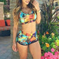 Gorgeous Sexy Women Swimsuit - Women's Crop Top High Waist Shorts - Floral Bikini Beach - Swimwear Beachwear (D26)(TB8D)