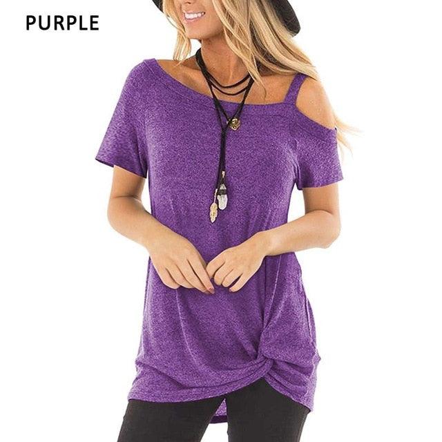 Sexy T Shirt - Women Short Shoulder Sleeve - New Summer Tee Shirts - Women Fashion Long Top (3U19)