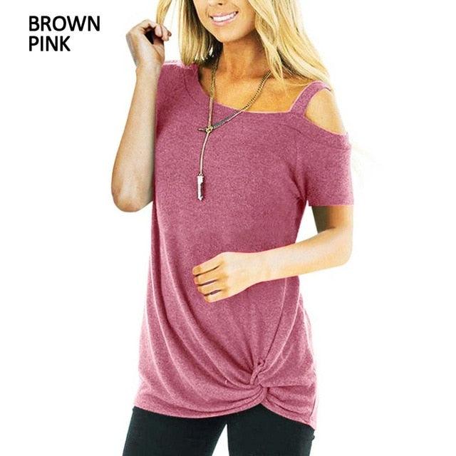 Sexy T Shirt - Women Short Shoulder Sleeve - New Summer Tee Shirts - Women Fashion Long Top (3U19)