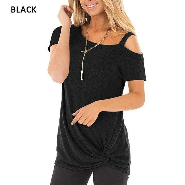 Sexy T Shirt - Women Short Shoulder Sleeve - New Summer Tee Shirts - Women Fashion Long Top (3U19)