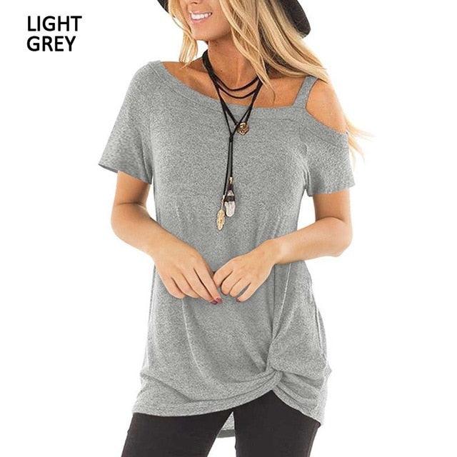 Sexy T Shirt - Women Short Shoulder Sleeve - New Summer Tee Shirts - Women Fashion Long Top (3U19)