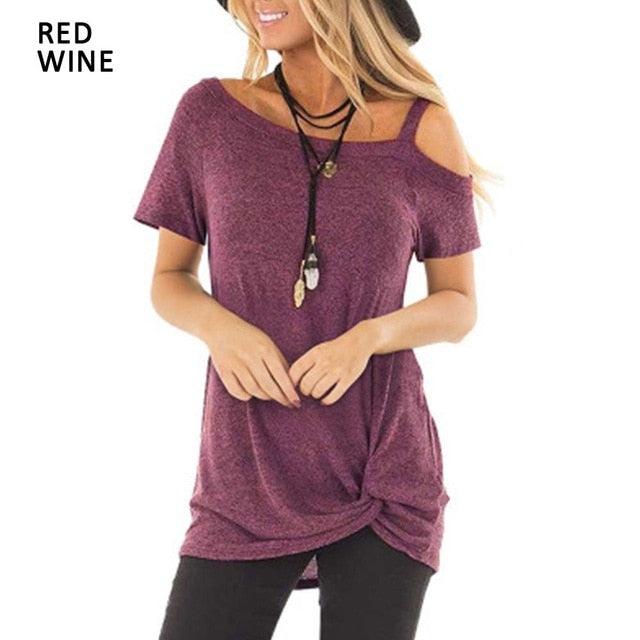 Sexy T Shirt - Women Short Shoulder Sleeve - New Summer Tee Shirts - Women Fashion Long Top (3U19)