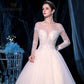 Sexy Wedding Dress - O Neck - Floor Length - A Line Long Sleeve Wedding Dress - Bridal Gown (WSO1)(F18)