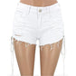 Sexy Women's Denim Shorts - Solid Lacing Ripped Mid Wast Shorts - Plus Size (TBL2)