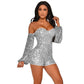 Gorgeous Women's Sexy Jumpsuits - Slash Neck Puff Sleeve Streetwear - Short Pants Nightclub Rompers (1U33)
