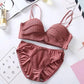 Gorgeous Women's Bra Brief Set - Solid Color Girl Knitting Thread - No Steel Ring Gather 1/2 Cup Bra + Underwear Set (3U27)(3U28)