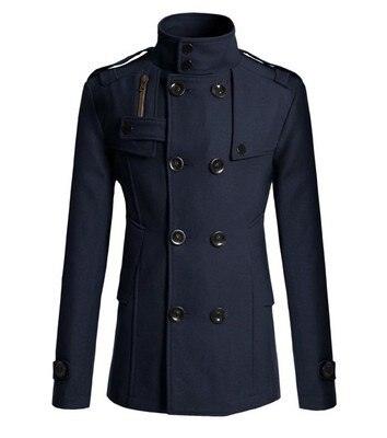 New Stylish Winter Men Solid Blend Coats - Fashion Brand Overcoat Men Long Wool Coat Double Breasted Thick Blend Male Clothing (D100)(TM4)(CC1) - Deals DejaVu