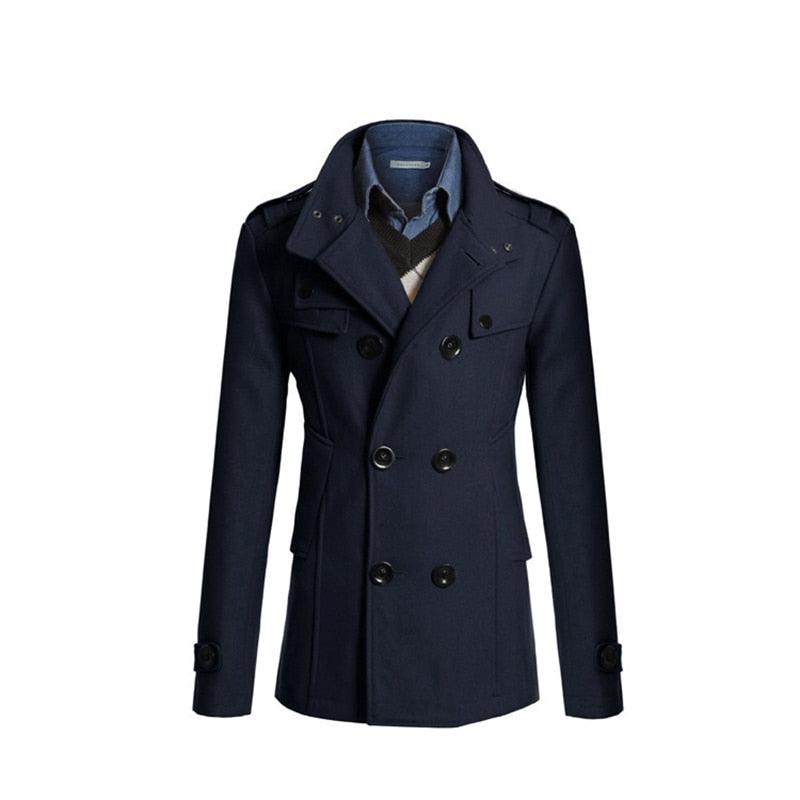 New Stylish Winter Men Solid Blend Coats - Fashion Brand Overcoat Men Long Wool Coat Double Breasted Thick Blend Male Clothing (D100)(TM4)(CC1) - Deals DejaVu