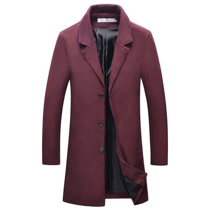 New Men Jacket Single Breasted Trench Coat - Solid Color Windbreakers Cardigan Jacket -Mens Overcoat chaquetas hombre (D100)(TM4)(CC1) - Deals DejaVu