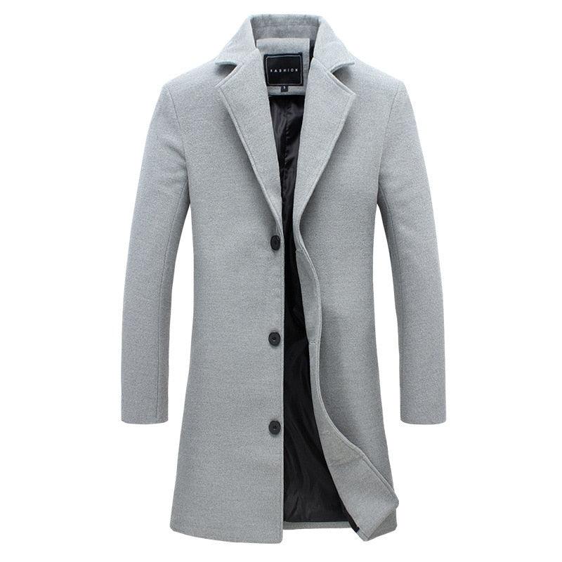 Winter Men Coat Single Breasted Windbreakers - Jacket Easy Match Polyester Keep Warm Male Overcoat for Office (D100)(TM4)(CC1) - Deals DejaVu