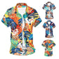 Short Sleeve Shirts - Men Leaf Printed Top Summer Hawaiian Shirt - Pullovers Male Casual Beach Shirts (2U8)