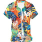 Short Sleeve Shirts - Men Leaf Printed Top Summer Hawaiian Shirt - Pullovers Male Casual Beach Shirts (2U8)