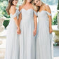 Chiffon A-line Long Bridesmaid Dresses - Off The Shoulder Sweetheart Ruched Crystals Belt Dress (D18)(WSO2)(WSO3)