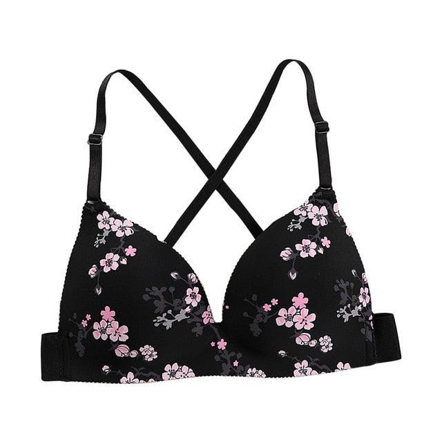 Simple Floral Amazing Bra - Sexy Beauty Back Ladies Bra - No Steel Ring Thin Section Gathered Adjustable Bras (3U27)