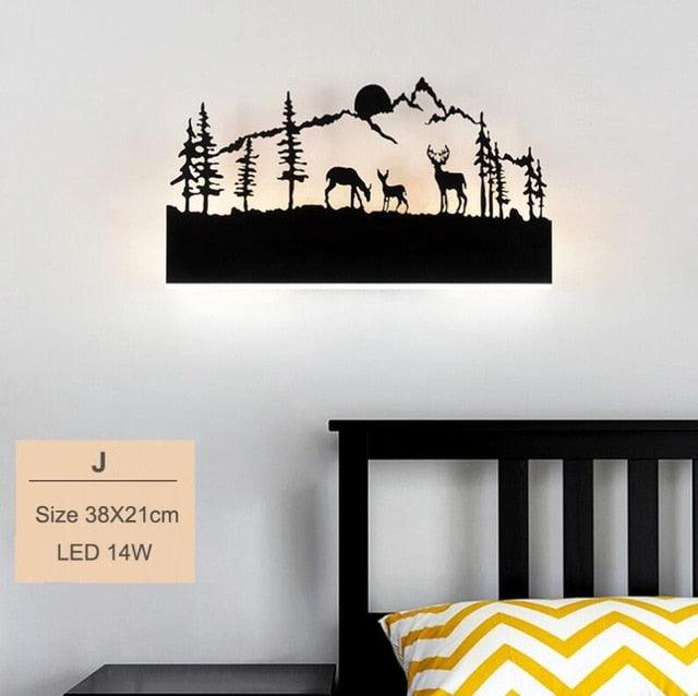 Simple art deco metal black wall lamp LED modern painted night light with 6 styles (LL6)(LL4)(LL5)(F58)