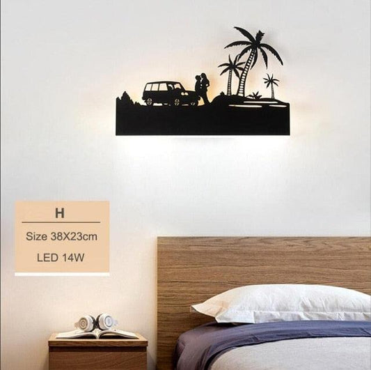 Simple art deco metal black wall lamp LED modern painted night light with 6 styles (LL6)(LL4)(LL5)(F58)